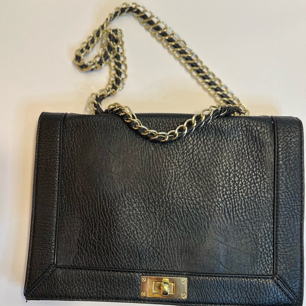 OLIVER + JOY Elegant Black Vegan Leather Shoulder/Clutch Bag - Picture 3 of 8